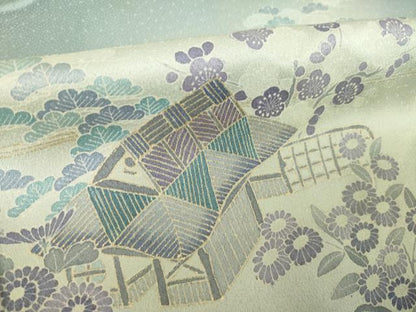 平和屋着物●訪問着　風景花文　暈し染め　金彩　正絹　逸品　AABK0060ck