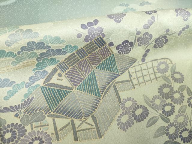 平和屋着物●訪問着　風景花文　暈し染め　金彩　正絹　逸品　AABK0060ck