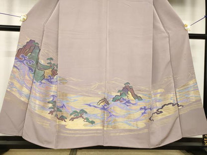 平和屋着物●世界的ファッションデザイナー　山本寛斎　kansaiブランド　訪問着　寿光織　立波文　正絹　逸品　AABK0063ck