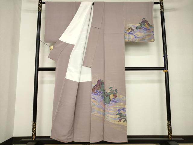 平和屋着物●世界的ファッションデザイナー　山本寛斎　kansaiブランド　訪問着　寿光織　立波文　正絹　逸品　AABK0063ck