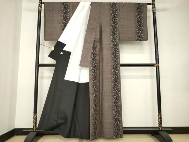 平和屋着物●本場大島紬　カタス9マルキ　唐草間道　正絹　逸品　AABK0065ck