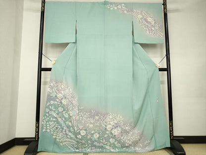 平和屋着物●訪問着　作家物　辻が花　舞花文　暈し染め　ロング丈　正絹　逸品　AABK0067ck