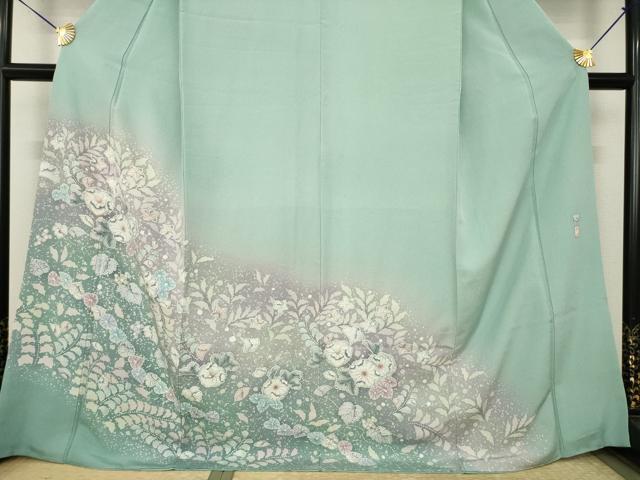 平和屋着物●訪問着　作家物　辻が花　舞花文　暈し染め　ロング丈　正絹　逸品　AABK0067ck