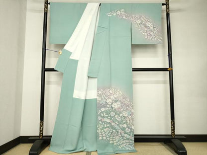 平和屋着物●訪問着　作家物　辻が花　舞花文　暈し染め　ロング丈　正絹　逸品　AABK0067ck