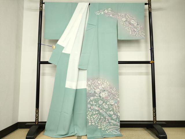 平和屋着物●訪問着　作家物　辻が花　舞花文　暈し染め　ロング丈　正絹　逸品　AABK0067ck