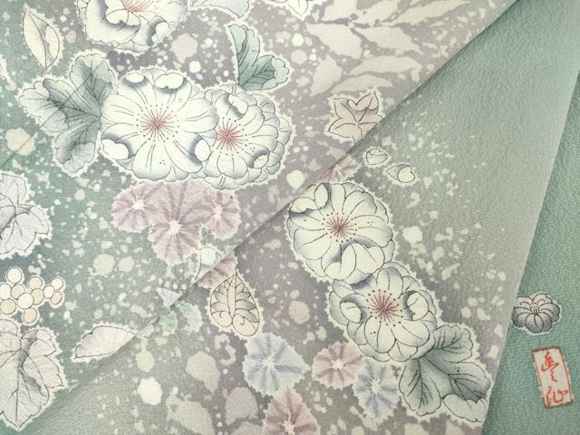 平和屋着物●訪問着　作家物　辻が花　舞花文　暈し染め　ロング丈　正絹　逸品　AABK0067ck