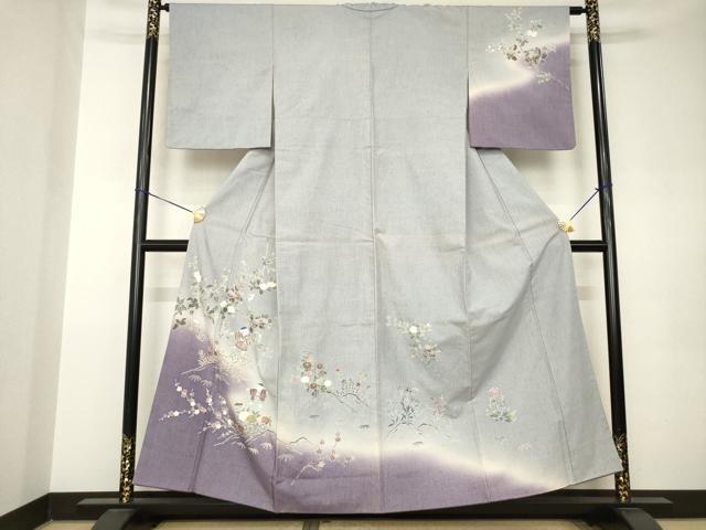 平和屋着物●訪問着　紬地　童子　暈し染め　正絹　逸品　AABK0068ck