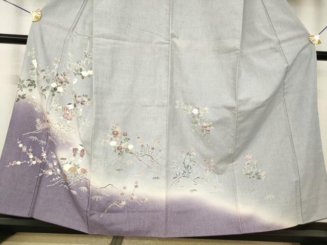 平和屋着物●訪問着　紬地　童子　暈し染め　正絹　逸品　AABK0068ck