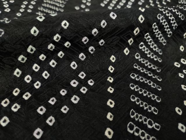 平和屋着物●上質な小紋　総絞り　流水文　黒地　さが美扱い　正絹　逸品　AABK0069ck