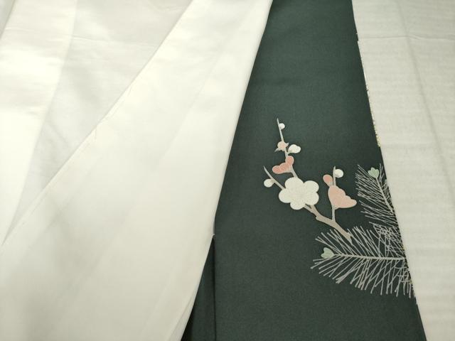 平和屋着物●豪華色留袖　駒刺繍　飛鶴花文　金彩　正絹　逸品　AABK0071ck
