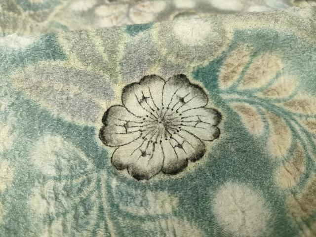 平和屋着物●樋熊哲也　訪問着　辻が花　絞り　手描き　訪問着　辻が花　雪輪重ね花文　正絹　逸品　AABK0073ck