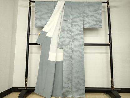 平和屋着物●上質な小紋　霞文　正絹　逸品　AABK0075ck