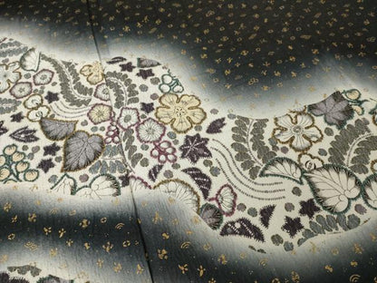 平和屋着物●訪問着　辻が花　道長花文　暈し染め　黒地　金彩　さが美扱い　正絹　逸品　AABK0076ck