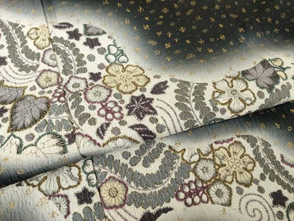 平和屋着物●訪問着　辻が花　道長花文　暈し染め　黒地　金彩　さが美扱い　正絹　逸品　AABK0076ck