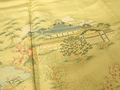 平和屋着物●豪華色留袖　寿光織　風景文　正絹　逸品　AABK0077ck
