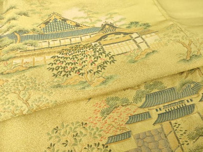 平和屋着物●豪華色留袖　寿光織　風景文　正絹　逸品　AABK0077ck