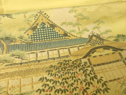 平和屋着物●豪華色留袖　寿光織　風景文　正絹　逸品　AABK0077ck