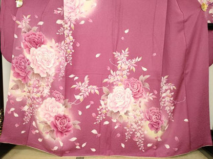 平和屋着物●豪華振袖　刺繍　草花文　暈し染め　銀通し地　正絹　逸品　AABK0080ck