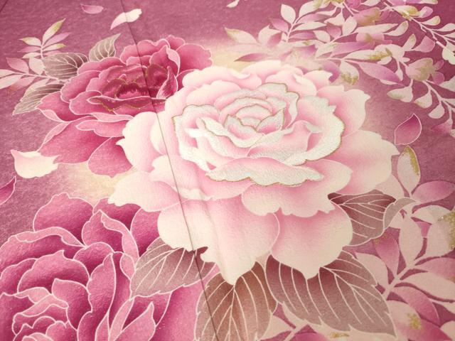 平和屋着物●豪華振袖　刺繍　草花文　暈し染め　銀通し地　正絹　逸品　AABK0080ck