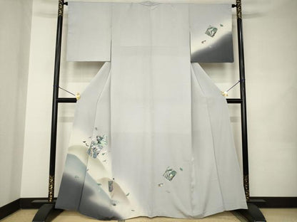 平和屋着物●訪問着　螺鈿　箔散らし飛鶴花文　暈し染め　金彩　さが美扱い　正絹　逸品　AABK0081ck