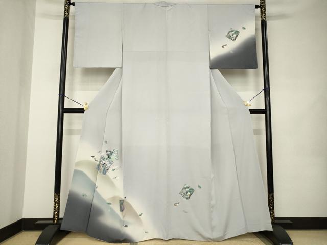 平和屋着物●訪問着　螺鈿　箔散らし飛鶴花文　暈し染め　金彩　さが美扱い　正絹　逸品　AABK0081ck