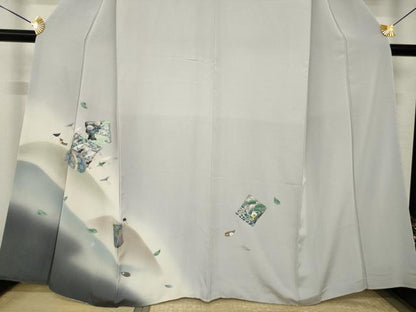 平和屋着物●訪問着　螺鈿　箔散らし飛鶴花文　暈し染め　金彩　さが美扱い　正絹　逸品　AABK0081ck