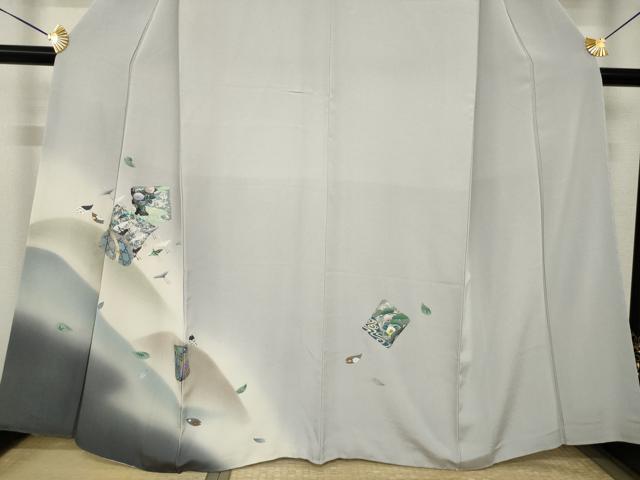 平和屋着物●訪問着　螺鈿　箔散らし飛鶴花文　暈し染め　金彩　さが美扱い　正絹　逸品　AABK0081ck