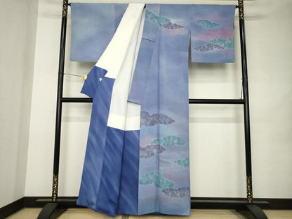 平和屋着物●訪問着　作家物　雲重ね文　暈し染め　正絹　逸品　AABK0083ck
