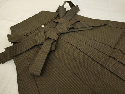 平和屋着物●男性　本場神代仙台平　行灯袴　縞　正絹　逸品　AABK0086ck