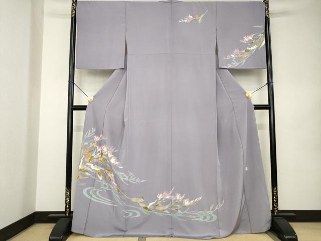 平和屋着物●本加賀友禅作家　志田弘子　訪問着　草花文　正絹　逸品　AABK0090ck