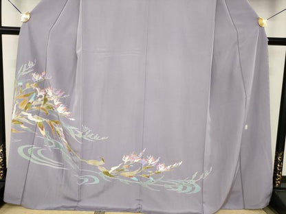 平和屋着物●本加賀友禅作家　志田弘子　訪問着　草花文　正絹　逸品　AABK0090ck