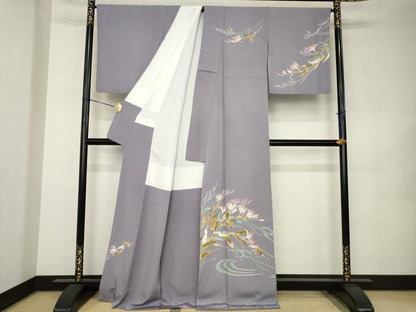 平和屋着物●本加賀友禅作家　志田弘子　訪問着　草花文　正絹　逸品　AABK0090ck