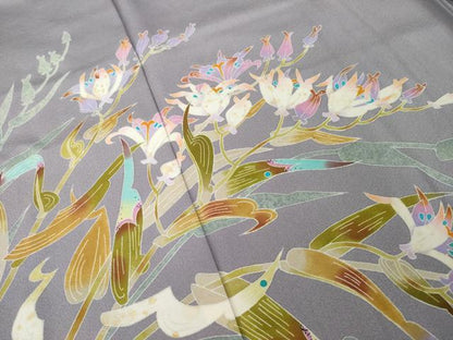 平和屋着物●本加賀友禅作家　志田弘子　訪問着　草花文　正絹　逸品　AABK0090ck