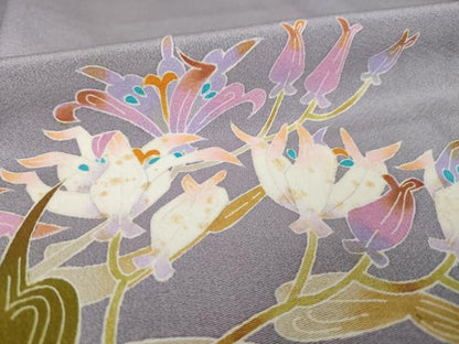 平和屋着物●本加賀友禅作家　志田弘子　訪問着　草花文　正絹　逸品　AABK0090ck