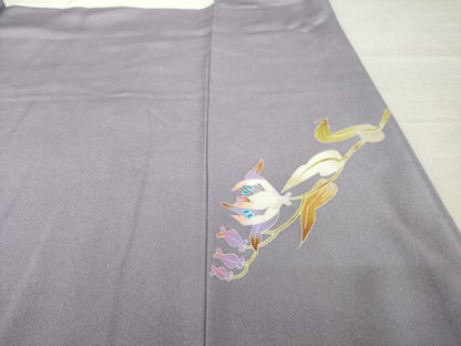 平和屋着物●本加賀友禅作家　志田弘子　訪問着　草花文　正絹　逸品　AABK0090ck