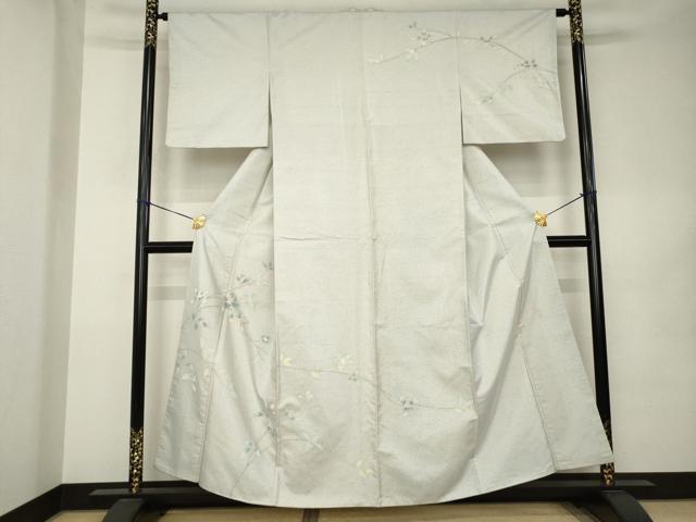 平和屋着物●訪問着　友禅　作家物　紬地　南天文　銀座おゝぎ屋扱い　正絹　逸品　AABK0093ck
