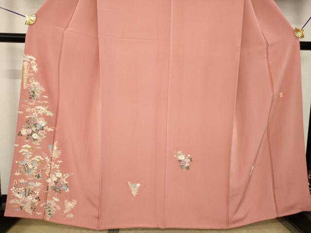 平和屋着物●本加賀友禅作家　柿本市郎　訪問着　草花文　正絹　逸品　AABK0096ck