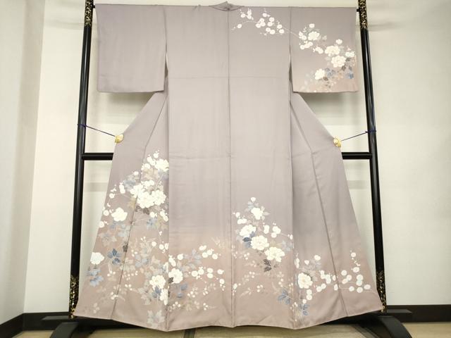 平和屋着物●訪問着　枝花文　暈し染め　金彩　正絹　逸品　AABK0097ck