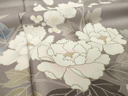 平和屋着物●訪問着　枝花文　暈し染め　金彩　正絹　逸品　AABK0097ck