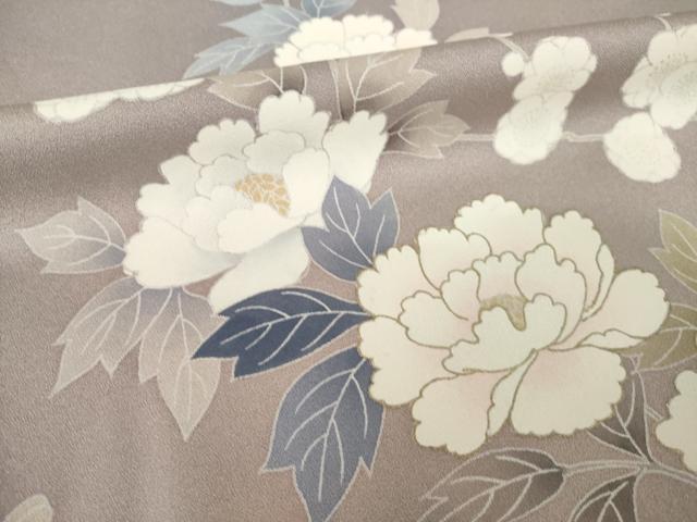 平和屋着物●訪問着　枝花文　暈し染め　金彩　正絹　逸品　AABK0097ck