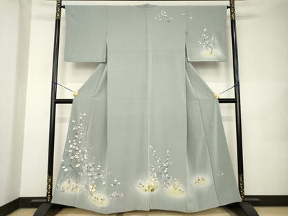 平和屋着物●京加賀友禅　松本健一　訪問着　枝花文　暈し染め　正絹　逸品　AABK0098ck