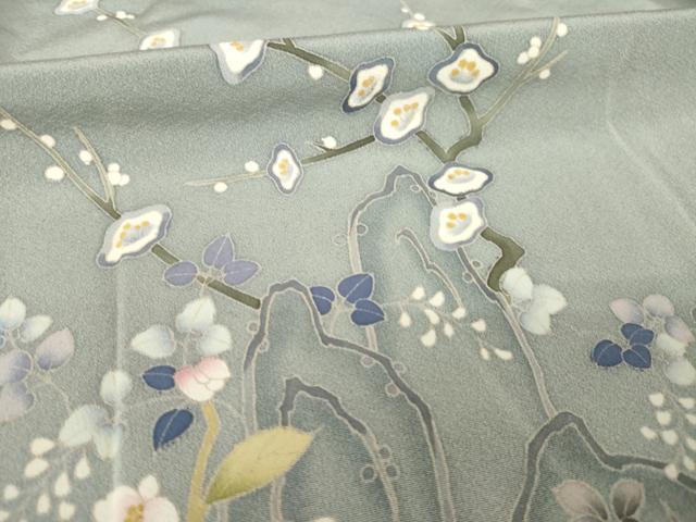 平和屋着物●京加賀友禅　松本健一　訪問着　枝花文　暈し染め　正絹　逸品　AABK0098ck