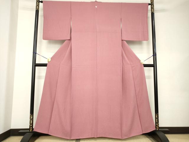 平和屋着物●上質な色無地　長春色　正絹　逸品　AABK0099ck