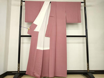 平和屋着物●上質な色無地　長春色　正絹　逸品　AABK0099ck