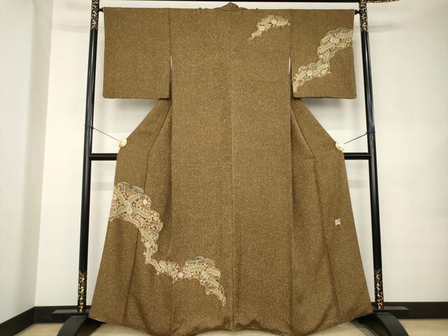 平和屋着物●樋熊哲也　訪問着　辻が花　絞り　手描き　訪問着　辻が花　雲取り花文　正絹　逸品　AABK0100ck