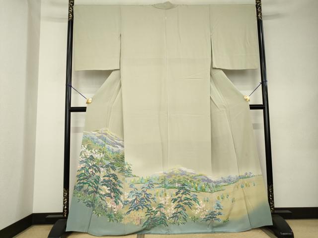 平和屋着物●十日町友禅作家　岡村蒼風　色留袖　風景文　暈し染め　正絹　逸品　AABK0105ck