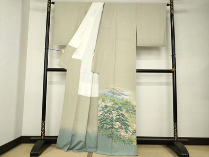 平和屋着物●十日町友禅作家　岡村蒼風　色留袖　風景文　暈し染め　正絹　逸品　AABK0105ck