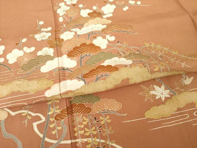 平和屋着物●訪問着　駒刺繍　吉祥松文　正絹　逸品　AABK0107ck