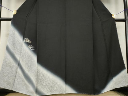 平和屋着物●訪問着　花菱文　暈し染め　黒地　正絹　逸品　AABK0109ck