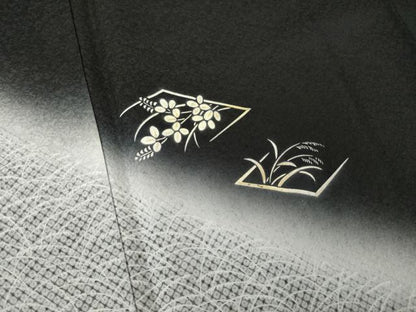 平和屋着物●訪問着　花菱文　暈し染め　黒地　正絹　逸品　AABK0109ck